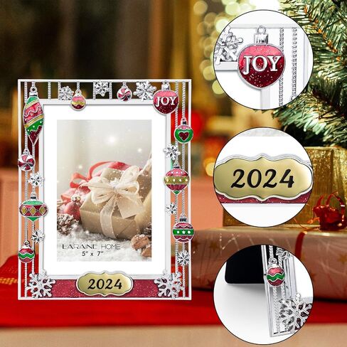 LARAINE Picture Photo Frame 5x7 Metal 2024 Christmas High Definition Glass Display Pictures for Tabletop Home Decorative Holiday Gift (2024) in Saudi Arabia