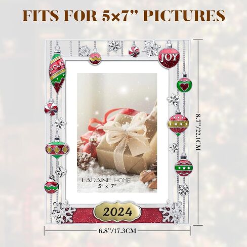 LARAINE Picture Photo Frame 5x7 Metal 2024 Christmas High Definition Glass Display Pictures for Tabletop Home Decorative Holiday Gift (2024) in Saudi Arabia