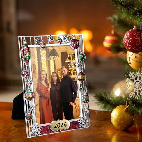 LARAINE Picture Photo Frame 5x7 Metal 2024 Christmas High Definition Glass Display Pictures for Tabletop Home Decorative Holiday Gift (2024) in Saudi Arabia