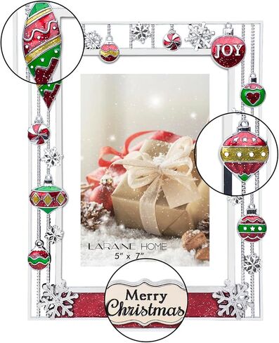 إطار صورة LARAINE مقاس 5 × 7 معدني 2024 لعيد الميلاد زجاج عالي الوضوح عرض صور لسطح الطاولة ديكور المنزل هدية العيد (2024) in Kuwait
