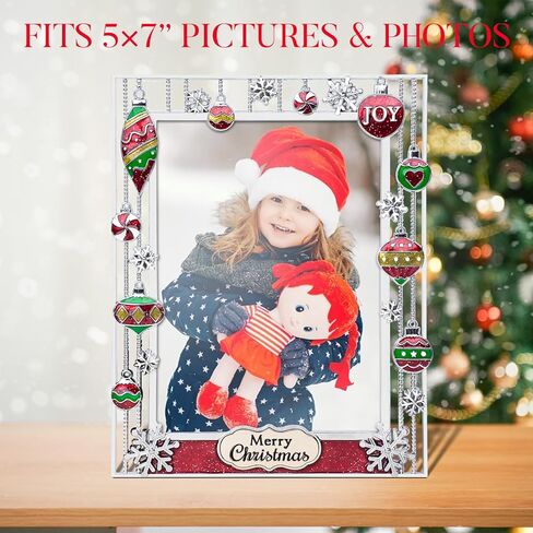 إطار صورة LARAINE مقاس 5 × 7 معدني 2024 لعيد الميلاد زجاج عالي الوضوح عرض صور لسطح الطاولة ديكور المنزل هدية العيد (2024) in Kuwait