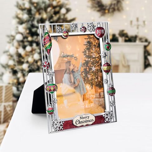 إطار صورة LARAINE مقاس 5 × 7 معدني 2024 لعيد الميلاد زجاج عالي الوضوح عرض صور لسطح الطاولة ديكور المنزل هدية العيد (2024) in Kuwait
