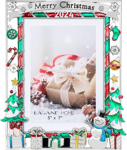LARAINE Picture Photo Frame 5x7 Metal 2024 Christmas High Definition Glass Display Pictures for Tabletop Home Decorative Holiday Gift (2024) in Saudi Arabia