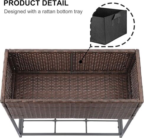 SUNNYPARK Tall Planters for Outdoor Plants Rattan Modern Elevated Planter Box with Removable Liners Indoor Outdoor Porch Patio Flower Pot (27.5’’ x 12’’ x 27.5’’) in Saudi Arabia