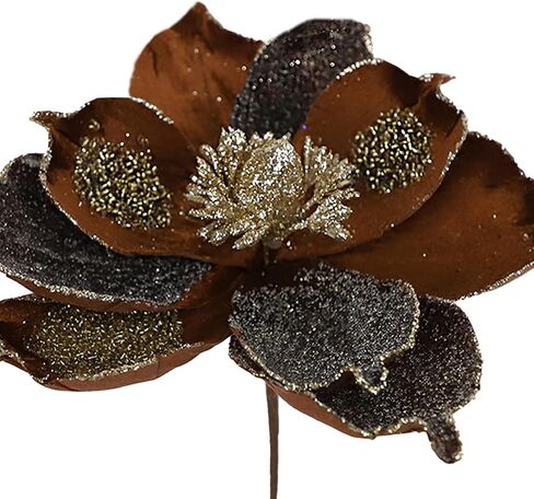 6 Pcs Christmas Flower Picks White Christmas Glitter Magnolia Flowers Picks and Spray Ornament Berries Branches for Xmas Tree Wreath Vase Table Centerpiece in Saudi Arabia