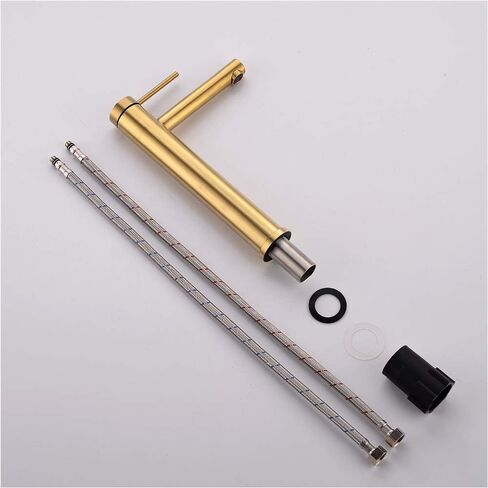 Friho Vessel Sink Faucet Gold, Modern Single Handle Bathroom Vessel Sink Faucet, Vessel Faucet with Ceramic Disc Cartridge, Tall Vessel Sink Faucet with Water Supply Line, 12'' Overall Height in Saudi Arabia