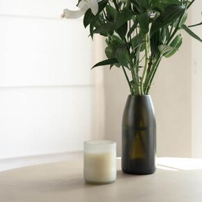 IWAS Upcycled Green Glass Vase Made from Champagne Bottles | Matte Finish | Sustainable and Upcycled Home Decor