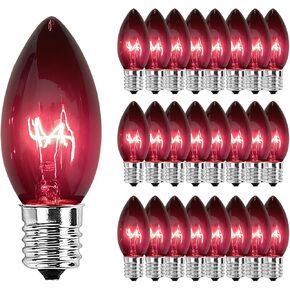 25 Pack C9 Multicolor Christmas Light Bulbs, C9 Ceramic LED Replacement Bulbs for Outdoor Vintage Christmas String Light, E17/C9 Intermediate Base- Multicolor