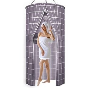 39.4inx78.8in Round Waterproof Shower Curtain Outdoor Single Hanging Shower Cover with Storage and Double Zipper Foldable in Indoors Bathrooms and Travel Outdoors