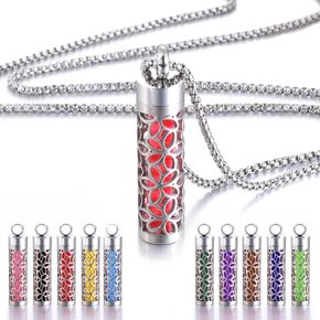 H&PY 2PCS/lot Essential Oil Necklace for Women, Aromatherapy Pendant Necklace 316L Stainless Steel Diffuser Necklace, Essential Oil Jewelry Gift for Men Women, Couple fragrance necklace