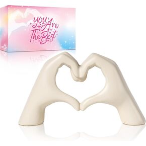 Heart Hands Sculpture Decor for Bedroom Living Room Bookshelf, Aesthetic Love Statues Accents Home Office Apartment Farmhouse Desk Table Decoration