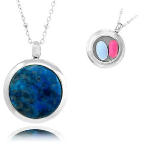 Round Pill Locket Necklace, Secure Waterproof Closure Med Box Jewelry, Holder for Medication, Photo, Medicine or Keepsake, 26" Chain