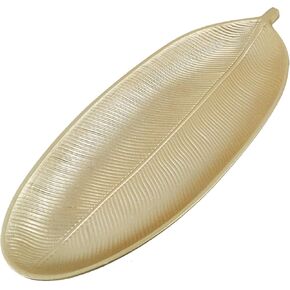 MY MIRONEY Wooden Decorative Tray Leaf Shaped Serving Tray Gold Wood Jewelry Dish Cosmetics Organizer Key Bowl Storage Platter, Type 1