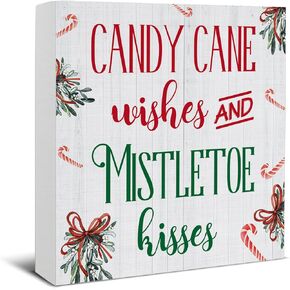 Vintage Christmas Decor, Christmas Coffee Bar Decorations, Farmhouse Christmas Wooden Sign Rustic Home Kitchen Decor 5 x 5 Inches