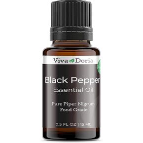 Viva Doria Black Pepper Essential Oil, 100% Pure, Natural Black Pepper Essential Oil, Undiluted, for Aromatherapy | Food Grade, 15 mL (0.5 Fluid Ounce)