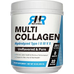 Multi Collagen Peptides Powder for Women Men, Hydrolyzed Collagen Types I, II, III, V, X, Grass-Fed & Pasture-Raised, Unflavored, 0 Sugar, High Absorption, Keto, 16 oz