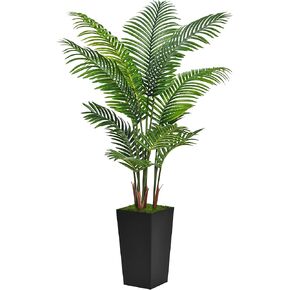 Artificial Palm Tree 6FT - Fake Tree with Black Tall Planter - Faux Tropical Areca Floor Plant in Pot - Artificial Silk Plant for Home Office Living Room Decor Indoor