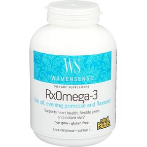 WomenSense by Natural Factors, RxOmega-3 Fish Oil, Supports a Healthy Heart and Joints with Primrose Oil, Omega-3 DHA and EPA, Gluten Free, 120 softgels (60 servings)