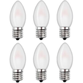 Christmas Village Replacement Light Bulbs C7 Edison LED Mini Night Light Bulbs 0.5W Equivalent to 5 Watt Incandescent - E12 Candelabra Base 2700K Warm White for Home Decorate Window Candles -6Pack