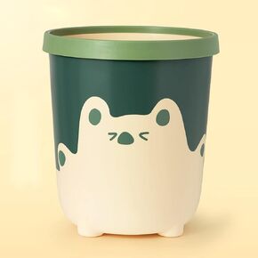 LIZEALUCKY Large Capacity Trash Can Wastebasket Recycle Bin, Cute Bear Pattern Trash Bins, Fits Under Desk and Small, Narrow Spaces in Commercial, Kitchen, Home Office and Dorm(Large Pink)