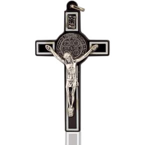 3" Saint Benedict Crucifix | Patron Saint of Students | Black and White | Great Catholic Gift for First Holy Communion, Confirmation, and Housewarming | Christian Home, Dorm, and Office Décor