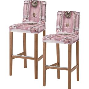 Christmas Bar Stool Covers Gingerbread Candy Cane Bar Chair Cover Set of 4 Stretch Chair Covers Xmas Ball Xmas Counter Height Chair Slipcovers Protectors for Kitchen Dining Room Pub Cafe Furniture