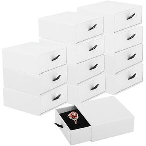 Luxury Velvet-Lined Jewelry Gift Box 12-Pack, Compact Drawer Style Organizer for Earrings & Rings, Elegant Bracelet Display Box, Small Jewelry Storage Box, 3.5x3.5x1.26 Inches (Black)