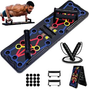 Push Up Board for Men & Women with Jumping Rope - Foldable Pushup Board, Multi-Function Push Up Board for Floor - Fitness Strength & Exercise Training Equipment for Home Workout in Saudi Arabia