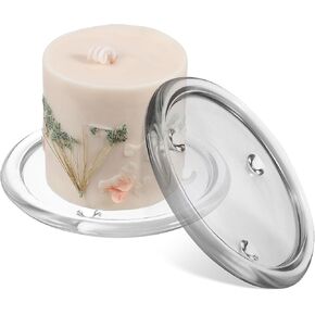 VOSAREA 2pcs Clear Glass Candle Plates 5 inch Pillar Candle Holders Coaster Transparent Round Candle Tray for Wedding Christmas Party Farmhouse