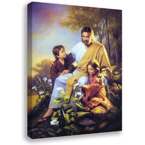 patmatfr Christ Jesus Wall Art Decor, Canvas Christian God Painting, Framed Christian God Print Picture and Poster for Living Room, Bedroom, Office(Jesus and The Lamb02)