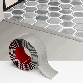 20 Ft x 2" Floor Transition Strip Doorways, Vinyl Adhesive Laminate Flat Divider Flooring for Joining Floor Gaps, Carpet, Threshold Cover, Floor Tiles (Grey Wood)