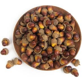 Veemoon Artificial Acorns: 60 PCS Lifelike Simulation Small Acorn with Natural Acorn Cap Simulation Mini Acorns for DIY Craft Filler Home Party Favor Supplies