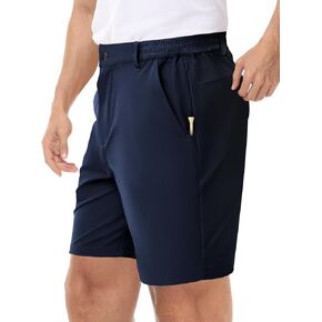 LUSHENUNI Men’s Golf Shorts Stretch Quick Dry 7" Lightweight Hiking Casual Dress Athletic Shorts with Zipper Pockets