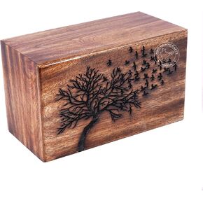 Wooden Box Funeral Cremation Urns for Human Ashes Adult Large - Burial Urns for Columbarium - Tree of Life Flying Bird (250 Cubic Inches, Yatch Ship)