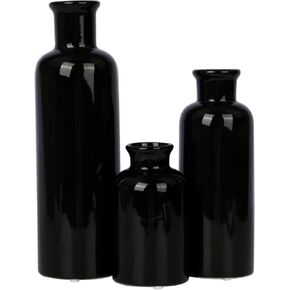 Ceramic Modern Farmhouse Vase, Set of 3 for Table, Living Room, Shelf, Bookshelf and Entryway Décor (Morandi)
