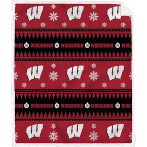 NCAA Wrap Sherpa Flannel Fleece Blanket