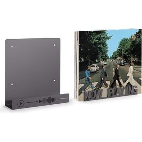 Vinyl Record Holder, 2Pack Wall Mount Vinyl Record Storage Holder, Heavy Duty Now Playing Metal Vinyl Record Display Shelf, Fits 20 LP's Vinyl Records Organizer Stand, Black
