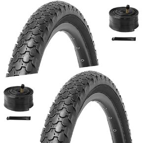 2-Pack 26 Inch Cruiser Bike Tires Set - WHEELO 26x2.125 inch Replacement Puncture-Resistant Bicycle Tires and Pair 26-inch Inner Tubes with Tire Levers for Beach or Urban City Commuter Bike