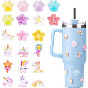 3D Stickers for Kids Stanley Cup, 20PCS Cute Flower Dessert Heart Three-Dimensional Stickers for Simple Modern, YETI,BrüMate,Reduce,Meoky, BJPKPK Tumblers