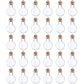 HARFINGTON 30 Pcs Name on Rice Glass Vial Pendant 19mm Width Mini Glass Bottles, for Necklace Wish Bottle DIY Pendant Craft Souvenirs