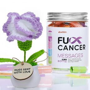 Cancer Care Package For Cancer Warriors With Crochet Carnation Ideal for Cancer Support Survivor Box Cancer Encouragement/Get Well Soon Present