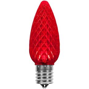 25 Pack Red C9 LED Replacement Bulbs Faceted Red LED Christmas Light Bulb 2 SMD LEDs in Each Bulb Fits E17 Socket Commercial Grade Indoor and Outdoor Use