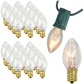 Iconikal 5-Watt C7 Night Light Candelabra Bulbs, Clear, 24-Count for Lamps Nightlights Lanterns String Lights