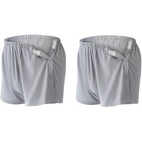 Lmaray 2Pack Tear Away Post Surgery Boxer Briefs for Men, Incontinence Full Open Stick-on Briefs, Disabled Adaptive Underwear