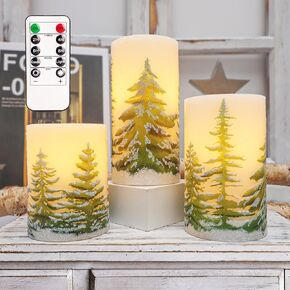 Nutcracker Christmas Flameless Candles Battery Operated Flickering LED Candles with Remote Timer, Real Wax Pillar Candles for Holiday Party Home Decoration Christmas Gifts, Set of 3