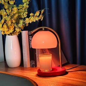 Candle Warmer Lamp, Mid Century Milk Glass Candle Warmer with Timer & Dimmer, Aromatherapy Candle Lamp Bedside Table Lamp for Home Office Decor, Wax Warmer Lamp Gifts for Mom/Her with 2 Bulbs