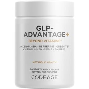Codeage GLP-Advantage+ Berberine, Boron, Chromium, Decaffeinated Green Tea (50% EGCG), Gymnema Sylvestre, Probiotics, Taurine - Liposomal Delivery GLP-1 Supplement Activity Support - 60 Capsules