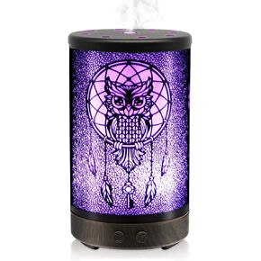 Owl Essential Oil Diffuser, DAROMA 100ml Metal Aromatherapy Ultrasonic Cool Mist Humidifier Air Scent Home Office Gift, 7 Colors Changed LED Mood Light, Waterless Auto-Off