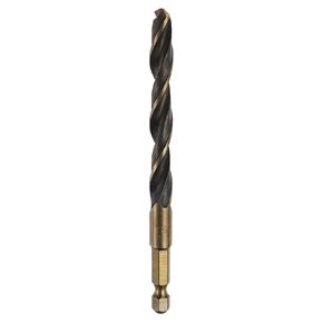 HARFINGTON 1/4" Hex Shank Twist Drill Bits 11.5mm Gold Titanium & Black Nitride Coated 4341 High Speed Steel Quick Change Hex Drilling Bit Jobber Drill Bits for Wood Plastic Metal