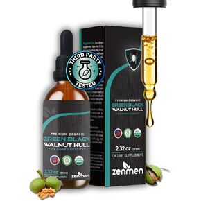 Organic Green Black Walnut Tincture - Immune Support and Source of Antioxidants - 2.32 oz / 60ml, Vegan, Manufactured in The USA